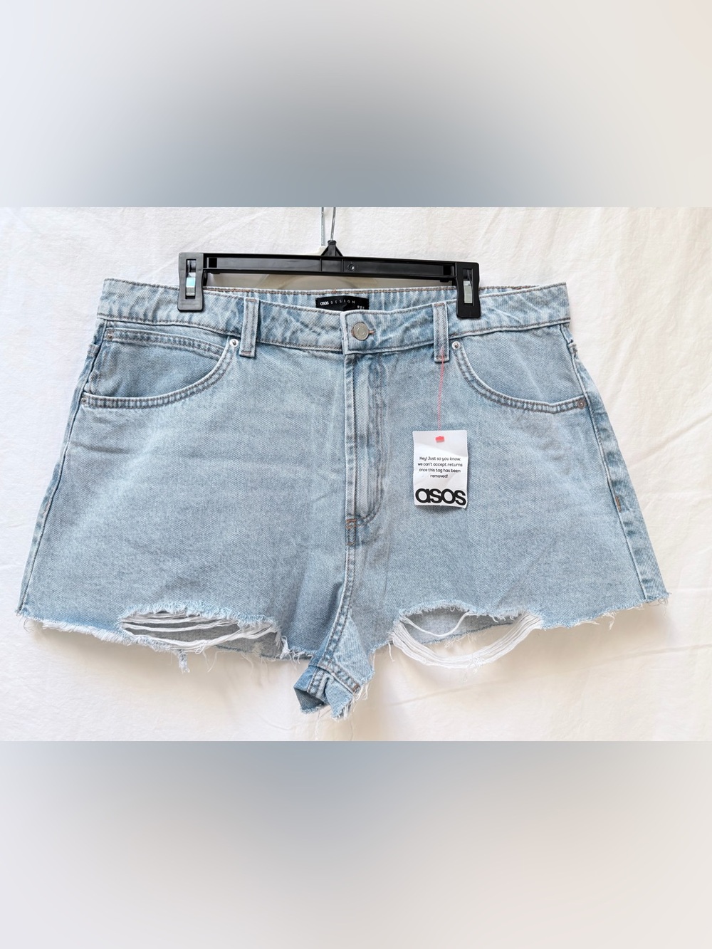 ASOS Light Blue Denim Frayed Cutoff Shorts SZ 14